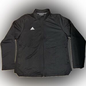 NWT Adidas SZ L black/white warmup jacket, full zip front, bust 46” (PTP 23”)